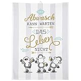 Sheepworld Geschirrtuch Motiv Abwasch | Baumwolle, 60 cm x 45 cm, Farbiger Motivdruck | Geschenk, Küche, Kochen, Grillen | 47095
