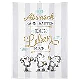 Sheepworld Geschirrtuch Motiv 'Abwasch' | Baumwolle, 60 cm x 45 cm, farbiger Motivdruck | Geschenk, Küche, Kochen, Grillen | 47095