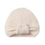 Nordic Coast® Baby Turban Strick – Baby Mütze Natur Weiß – 100% Oeko Tex Baumwolle – 3-6 Monate - Strickmütze Kopfbedeckung Mädchen