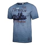 1. FC Köln Herren T-Shirt - Am Rheinufer - blau Shirt div. Größen - Plus Lesezeichen I Love Köln Größe XXL