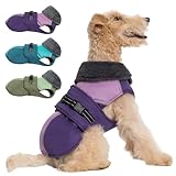 Aimydog Wintermantel für Hunde, Hundejacke mit Loch für Leine, mit Reißverschluss, verstellbare und reflektierende Hundejacke, Schneeanzug, gemütliche Winterkleidung