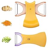 LEVINCHY Kartoffelschäler-Set, 2 Stück Apfelschäler für Küche, Gemüseschäler mit rutschfestem Griff, Julienne-Schäler, Edelstahlschneider, Schäler für Karotte, Kartoffel, Melone, Gadget Vegeta, Gelb