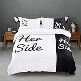 YINM Bettwäsche 200×200cm Bettbezug Set, Dog Side My Side Bettwäsche, Bettwäscheset für Sie und Ihn, Polyester, Doppelbett (Her Side His Side,135 x 200 cm)