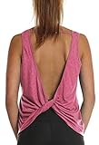icyzone Damen Sport Tops Rückenfrei - Ärmellose Yoga Gym Oberteil Shirt Fitness Tank Top (S, Pink)