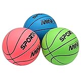 BABYGO Mini-Basketball, 12,7 cm, für Kinder, aufblasbarer Ball, umweltfreundliches Material, weich und federnd, Farben variiert (Blau, Rosa und Grün)