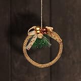 com-four® Deko Weihnachts-Kranz - Adventskranz mit Zapfen, Schleife, Kugeln und Tannengrün - goldfarbener Weihnachtskranz - weihnachtlicher Deko-Aufhänger (Kranz - goldfarben)