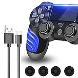 NGTOWN Game Controller, Ersatz-Präzises TouchPad, kompatibel mit 4/ Slim/Pro-Konsole, Game-Fernbedienung mit 1000-mHa-Akku, Vibration, Lichtleiste, Lautsprecher, Audiofunktionen (Blue)
