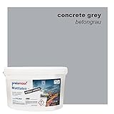 preismaxx Mattlatex urban colors, bunte Wandfarbe, grau, betongrau, concrete grey 5L