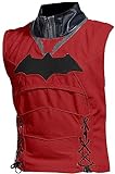 Herren Jason Todd Red Hood Batman Arkham Gaming Knight Bat Logo Rot & Weiß Cosplay Leder Weste, Rot – Echtlederweste, XX-Large