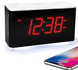 Radiowecker mit Bluetooth, Dual Alarm, Dimmbare LED Anzeige, 16-Stufen Lautstärke, FM Radio mit Sleep Timer, Nachtlicht, Snooze, 12/24H iTOMA CKS507U