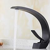 Waschtischarmatur für Bad Wasserhahn Bad Armatur Chrom Einhebelmischer Modern für Badezimmer (Schwarz)