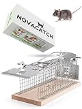 Novacatch® Mausefalle (1 Stück) DAS ORIGINAL – lebendfallen Mäuse mit Doppeltür für leichtes befüllen des Auslösers Inkl. Anleitung & Ködertipps - Verbesserte Falltüren verringern Verletzungsrisiko