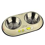 Skyeye Hundenapf / Wassernapf (abnehmbarer Edelstahlnapf mit rutschfester Gummiunterseite), leicht zu reinigen, spülmaschinenfest, für Haustierfutter und Wasserspender (L beige)
