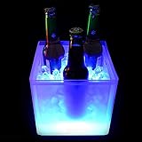 LED Champagner Eiskübel RGB-LED-Licht Eisbox 3.5L 6 Color Leuchten Farbwechsel Sektkühler Flaschenkühler für Festival Party Zuhause Bar(keine Batterie enthalten)