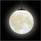 3D Drucken Mond Pendelleuchten Decken - Kreativ Universum Planet Mond Deckenleuchte Nachtlampe LED Mondlampe Decke,Hängeleuchte für Restaurant Bar Wohnzimmer Kinderzimmer Schlafzimmer,25CM