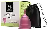 PEESAFE Menstruationstasse für Frauen | auslaufsicher | kein Geruch oder Ausschlag | aus sterilem medizinischem Silikon | wiederverwendbar | klein in Farbe Rosa