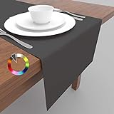 Rollmayer Hochwertiger Tischläufer Tischwäsche Uni einfarbig Pflegeleicht Kollektion Vivid, Farbe & Größe wählbar (Dunkel Grafit 61, 40x180cm)