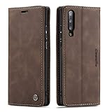 Bigcousin Handyhülle Kompatibel mit Xiaomi Mi 9,Leder Flip Case Schutzhülle mit Standfunktion,Magnetverschluss,Kartenschlitz - Kaffee