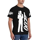 James Grafik Bond T Shirt 007 Herren Schwarz T-Shirt Kurzarm für Männer Tshirt Rundhals Sommer Casual Merch Clothes for Men Fans Tops