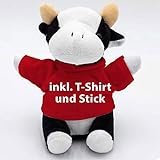 Kuscheltier Kuh Cordula 14cm - inklusive-T-Shirt und kostenloser Personalisierung (Stick oder Druck)