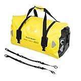 WILD HEART wasserdichte Reisetasche, 40 l 66 l, 100 l, mit Verschweißten Nähten, Schultergurten, Netztasche für Kajakfahren, Camping, Bootfahren, Fahrrad, Motorrad (66 l, Gelb mit Bindeseil…)