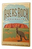 LEotiE SINCE 2004 Blechschild Wandschild 30x40 cm Vintage Retro Metallschild Abenteurer Ayers Rock Australien Känguru National Park