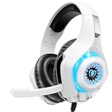 Gaming Headset für PS4 PS5 PC Xbox Series, 3.5 mm Deep Bass Stereo Surround Sound PS4 Headset mit Noise Cancelling Mikrofon für Laptops, Tablets, Mac