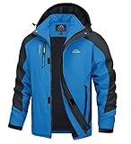 TACVASEN Herren Leichte Softshell Jacke Wasserdichte Winter Jacke Herbstjacke Angeljacke mit Abnehmbarer Kapuze (XL, Blau)