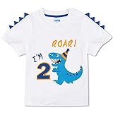 Dinosaurier Geburtstag T Shirt - 1. Geburtstag Partyzubehör Geschenk Baby Jungen T-Shirt Kurzarm Weiß 100% Baumwolle gedruckt Stickerei Top Bekleidung