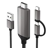 USB C auf HDMI Kabel für Android Smartphone Tablet, AT-Mizhi Micro USB auf HDMI Adapter, 2 in 1 MHL Zu HDMI Kabel für TV/Projektor/Monitor, 1080P Android zu HDMI Adapter 2M/6,6 Fuß (Brauche APP)