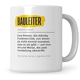 Sweetify Bauleiter Tasse Geschenk Hausbau Bauarbeiter Bauherr Grundsteinlegung Baubeginn Baustelle Geschenkidee B