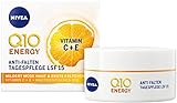 NIVEA Q10 Energy Anti-Falten Tagespflege LSF 15 (50 ml), Gesichtspflege mit Q10 und Vitamin C+E, Anti-Falten Tagescreme für strahlende und straffere Haut