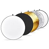 Neewer® 5 in 1 Faltreflektoren Set Reflektor (110CM Ø) Gold, Silber, Weiß, Schwarz und transparent für Studio und Foto Diffusor