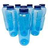 SAXONICA Trinkflasche aus Tritan 8 x 1 Liter ohne Weichmacher BPA frei (Bisphenol A frei) für Wasser, Milch oder Saft