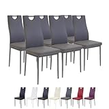 Albatros Esszimmerstühle 6er Set Salerno, Grau - Edles Italienisches Design, Kunstleder-Bezug, bequemer Polsterstuhl - Moderner Küchenstuhl, Stuhl Esszimmer oder Esstisch Stuhl