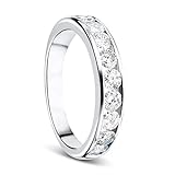 Orovi Damen Diamant Ring Weißgold, Ewigkeitsring Eternity Ring 9 Karat (375) Gold und Diamanten Brillanten 1.0 Ct, Ehering