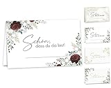 Tischkarten Hochzeit, Namenskarten, Platzkarten – Hochzeit – Geburtstag – Kommunion – kreatives BlumendesignRot 25 Stück