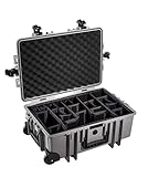 B&W International Outdoor Case Hartschalenkoffer Typ 6700 mit Facheinteilung, anpassbar (Hardcase Koffer IP67, wasserdicht, Innenmaß 53,5x36x22,5cm, Grau), 6700/G/RPD