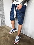 Jeans Sommer Herren Business Denim Shorts Mode Lässig Stretch Slim Blau   Lässige Denim Shorts Jeans Baumwolle XXL Blau
