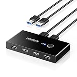 UGREEN USB Switch 2PC KVM USB Switch 2 In 4 Out für stabile Datenübertragung Umschalter mit 2 USB Kabel für Tastatur, Maus, Drucker, Scanner, USB Sticks, Externe Festplatte, Headsets usw