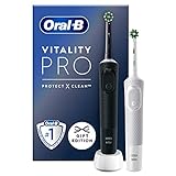 Oral-B Vitality Pro Elektrische Zahnbürste/Electric Toothbrush, Doppelpack mit 2 Aufsteckbürsten, 3 Putzmodi für Zahnpflege, Geschenk Mann/Frau, Designed by Braun, schwarz/weiß