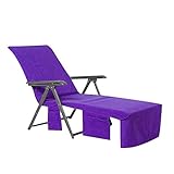 Sonnenliege Mate Strand Handtuch tragen mit Taschen Tasche für Urlaub Garten Lounge violett