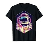 Vaporwave Astronaut im Weltall Raumfahrt Weltall Donut Pizza T-Shirt