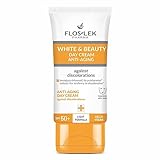 FLOSLEK WHITE & BEAUTY Anti-Aging Tagescreme gegen Pigmentflecken LSF 50+ | Gesichtscreme mit Lichtschutzfaktor gegen Falten und Augenring | beseitigt Altersflecken und Unreinheiten | 50 ml