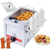 LYFDPN Kommerzielle elektrische Fritteuse | Eintank-Fettfritteuse | Frittiermaschine aus Edelstahl mit Korb und Deck