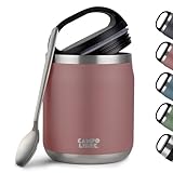 Campo Libre.® Thermobehälter für Essen, 600ml Edelstahl Thermobecher Essen mit Löffel, Warmhaltebehälter Essen, Mueslicup oder Babybrei Warmhaltebox, Thermo-Essensbehälter erhältlich in 5 Farb