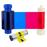 EUKKIC MA300YMCKO Farbband mit sauberer Spule – Vollfarbfarbfarbfärbefolie kompatibel, 300 Bilder Vollfarbband mit Überzug