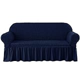 CHUN YI Sesselbezug, Polyester, 1-teilig, dehnbar, mit Armlehnen, weicher Stoff, mit Abschluss, Wohnzhimmerdeko, dunkelblau, 2-Sitzer …
