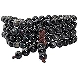 KYEYGWO 108 Gebet Mala Perlen Armband für Damen Herren, 6mm Tibetisch-buddhistischen Heilstein Halskette für Unisex, Regenbogen Obsidian