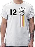 T-Shirt Herren - Fussball EM 2024 Fanartikel - 12. Mann Deutschland Mannschaft WM - XL - Weiß - t Shirt Tshirt em- Deutschland. Shirts fu Ball Nationalmannschaft t-schirt wm2022 Adler männer
